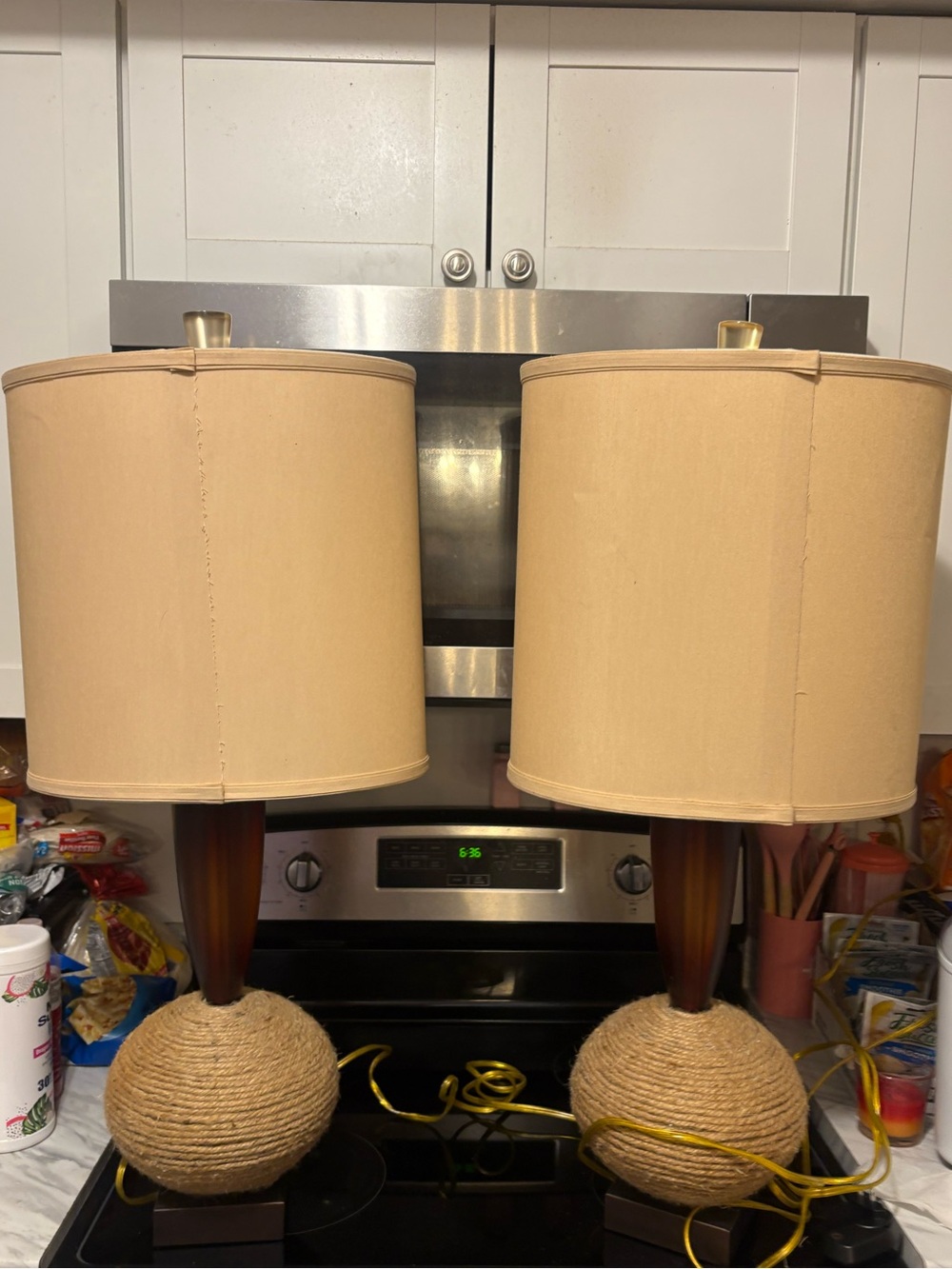 Set of 2 HIVO VAN TEAL Mid-Century Modern Acrylic
Table Lamps Shades MCM